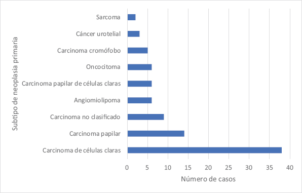 Figura 2. Subtipo de neoplasia renal primaria más frecuente